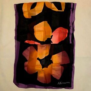 Anne Klein Black and Orange Floral Scarf